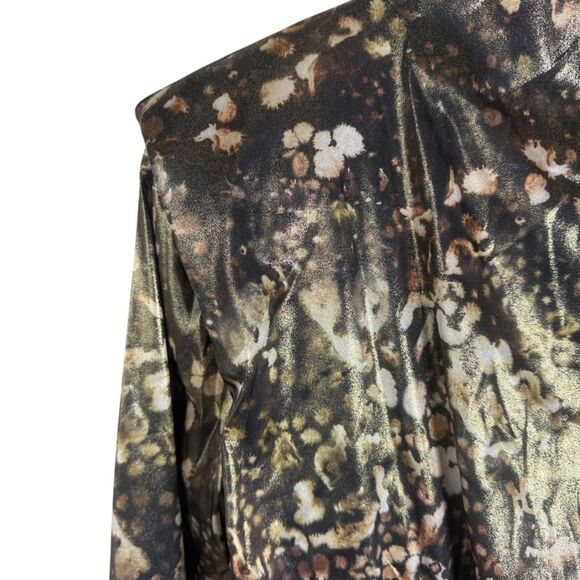 All Saints Lilliana Kettu Mini Dress Black Gold Shoulder Pads Sz 4 - Picture 10 of 11